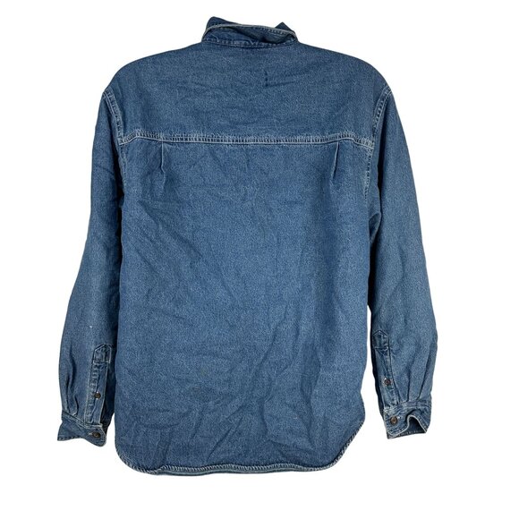 Covington Mens Medium Denim Button Up Shirt Fleece Lined Long Sleeve Made In UAE - Picture 2 of 5